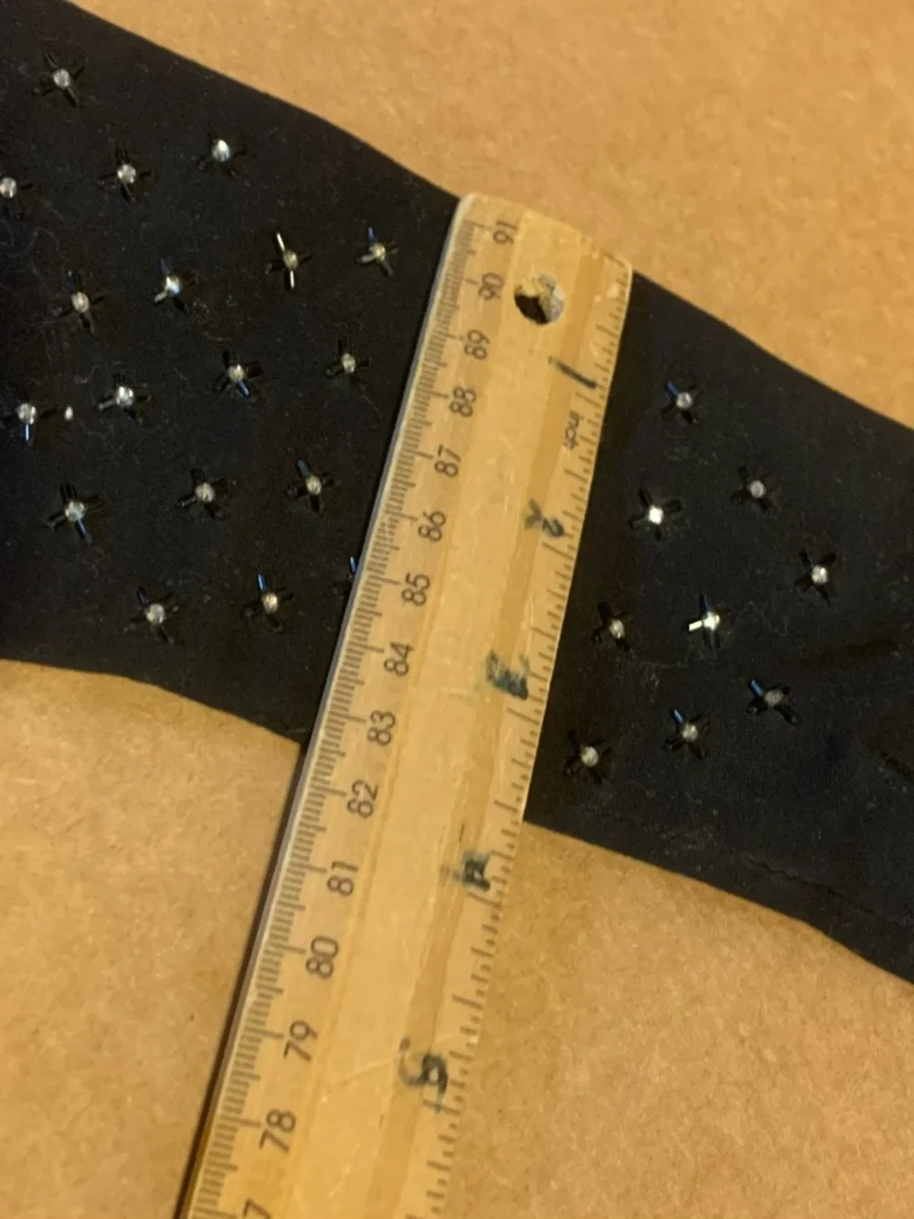 VINTAGE 1980'S CRESCENDOE BLACK SUEDE W/STRETCH RHINESTONE LONG EVENING GLOVES